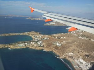 Mykonos vue depuis le ciel